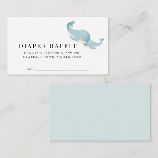 Carte D'accompagnement Baleines Bleu Baby shower Déchets Raffle Billet (Devant / Derrière)