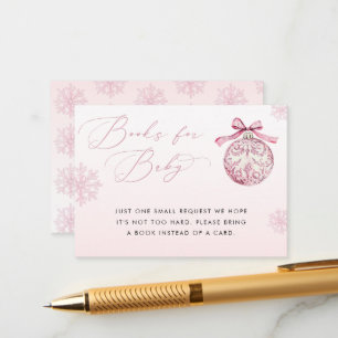 Carte D'accompagnement Balle de Noël à ruban rose Livres pour bébé fille