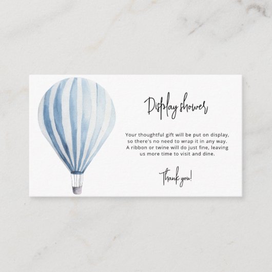 Carte D'accompagnement Ballon à air chaud - douche d'affichage (Devant)