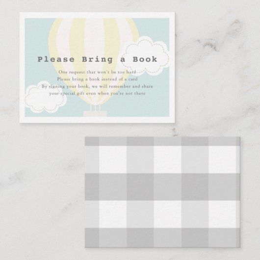 Carte D'accompagnement Ballons à air chaud jaune S'il vous plaît apporter (Devant / Derrière)