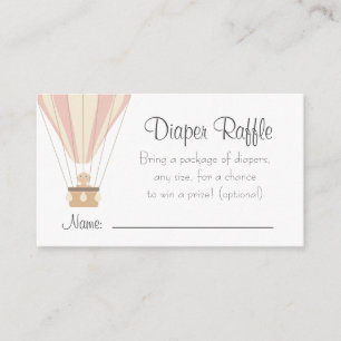 Carte D'accompagnement Ballons à air rose Diaper Raffle