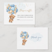 Carte D'accompagnement Ballons Bleus Teddy Bear Raffin de couche (Devant / Derrière)