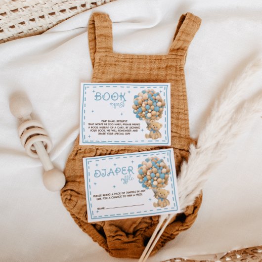 Carte D'accompagnement Ballons d'ours Barreau Raffle Bleu