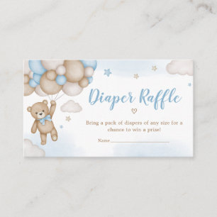 Carte D'accompagnement Ballons d'ours Bleu Baby shower Déchets Raffin