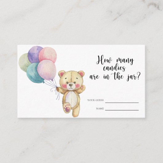 Carte D'accompagnement Ballons d'ours en peluche - devinez combien de bon (Devant)