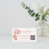Carte D'accompagnement Ballons d'ours en peluche Registre de code QR rose (Debout devant)