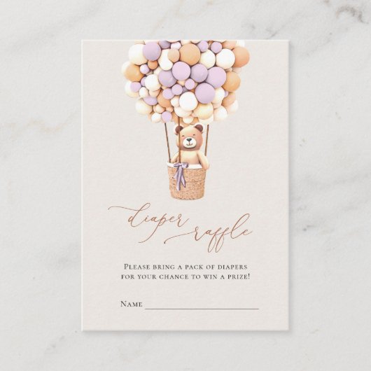 Carte D'accompagnement Ballons Lavender Ballons Diaper Raffle Tickets (Devant)