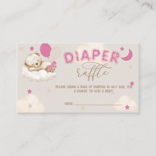 Carte D'accompagnement Ballons mignons d'ours Roulette rose pâle Raffin (Devant)