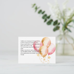 Carte D'accompagnement Ballons roses belle demande d'affichage de douche