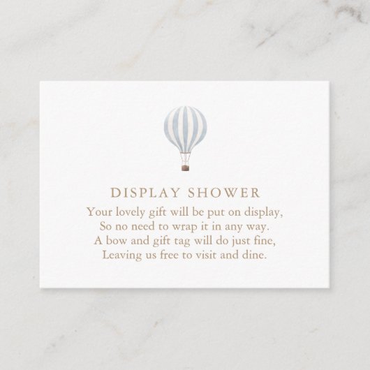 Carte D'accompagnement Balloon à air chaud bleu douche (Devant)