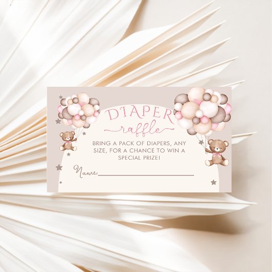 Carte D'accompagnement Balloon de Baby shower de couche de rose Teddy