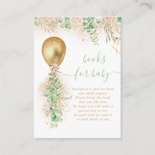 Carte D'accompagnement Balloon Eucalyptus Gold Parties scintillant Book P (Devant)