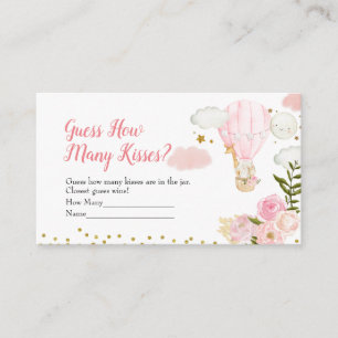 Carte D'accompagnement Balloon Rose Hot Air Devinez Combien De Baisers Je