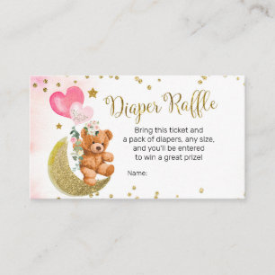 Carte D'accompagnement Balloon rose Teddy Bear Diaper Raffin
