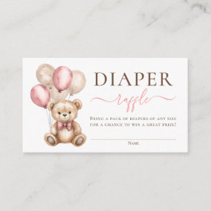 Carte D'accompagnement Balloons Ours Teddy Baby shower rose Barreau Raffi