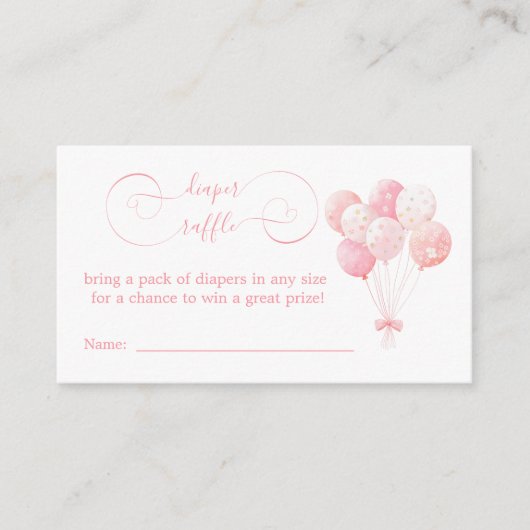 Carte D'accompagnement Balloons rose doux Baby shower Déchets Raffle (Devant)