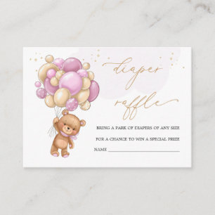 Carte D'accompagnement Balloons rose Teddy Bear Raffin de couche