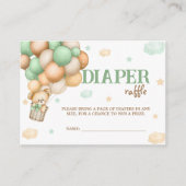 Carte D'accompagnement Ballotte à air chaud verte à l'ours en peluche (Devant)