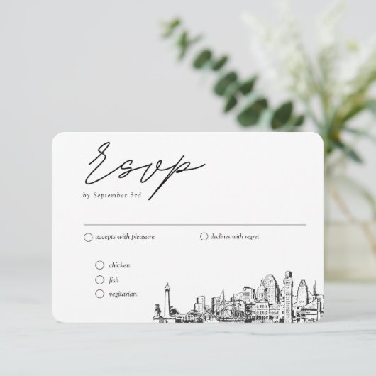 Carte D'accompagnement Baltimore Mariage traditionnel RSVP Options de rep (Debout devant)