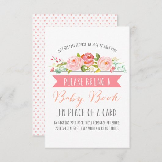 Carte D'accompagnement Bannière rose Baby Book | BABY SHOWER (Devant / Derrière)