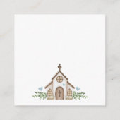 Carte D'accompagnement Baptême Eucalyptus Roses Croix (Dos)