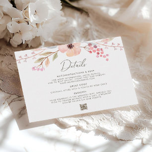 Carte D'accompagnement Baptême Fille Floral Rose Tendre