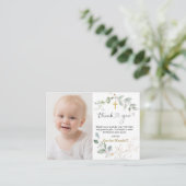 Carte D'accompagnement Baptême Green Gold Foliage Merci (Debout devant)