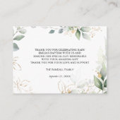 Carte D'accompagnement Baptême Green Gold Foliage Merci (Dos)
