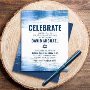 Carte D'accompagnement Bar Mitzvah Moderne Gras Typographie Bleu Marine B
