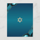 Carte D'accompagnement Bar Mitzvah Moderne Turquoise Ombre Agate Script (Dos)