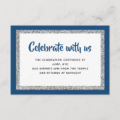 Carte D'accompagnement Bar Mitzvah pailleté Détail Bleu Nuit et Argent (Devant)