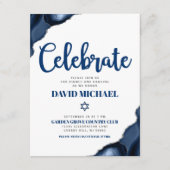 Carte D'accompagnement Bar Mitzvah Simple Marine Blue Agate Moderne Scrip (Devant)