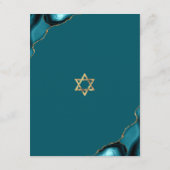 Carte D'accompagnement Bar Mitzvah Simple Moderne Agate Turquoise Script (Dos)