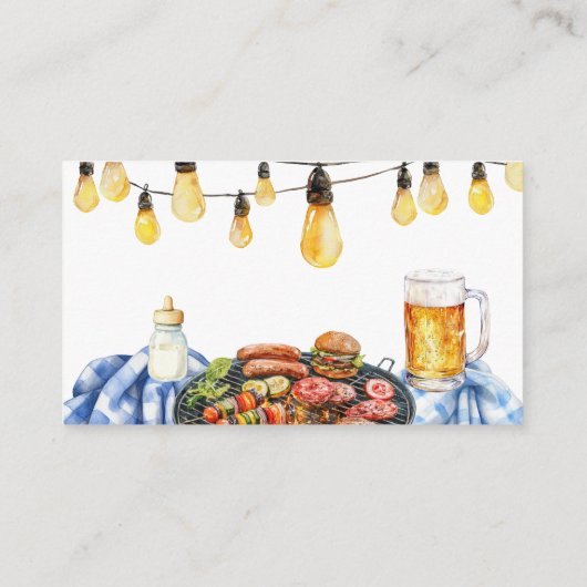 Carte D'accompagnement Barbecue Rustique Été Bleu Plaid Bébé-Q Plaid (Dos)