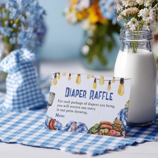 Carte D'accompagnement Barbecue Rustique Été Bleu Plaid Bébé-Q Plaid