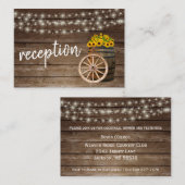 Carte D'accompagnement Baril de bois rustique et tournesols - Réception (Devant / Derrière)