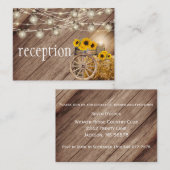 Carte D'accompagnement Baril de bois rustique et tournesols - Réception (Devant / Derrière)