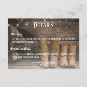 Carte D'accompagnement Barne & Boots Rustic Cowboy Western Détails du Mar