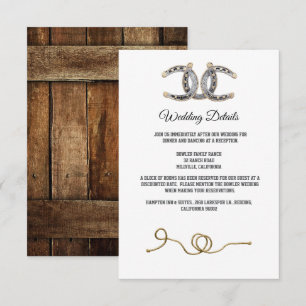 Carte D'accompagnement Barnwood, Country Lace & Horseshoe Mariage