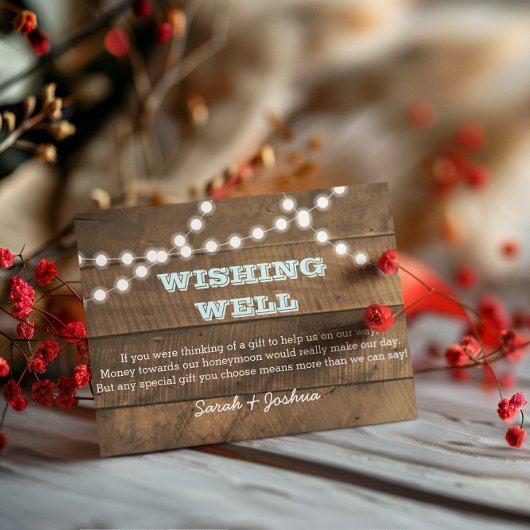 Carte D'accompagnement Barnwood Lights Aqua Mariage Wait well