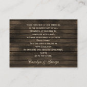 Carte D'accompagnement Barnwood Pins rustiques, registre des cadeaux d'hi (Dos)