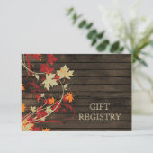 Carte D'accompagnement Barnwood Rustic, automne laisse mariage registre c (Debout devant)