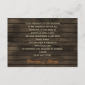 Carte D'accompagnement Barnwood Rustic, automne laisse mariage registre c (Dos)