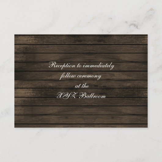 Carte D'accompagnement Barnwood Rustic automne mât jarres réception invit (Dos)