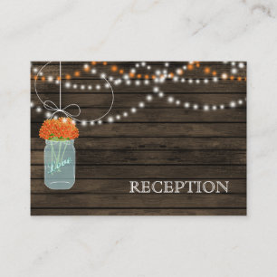 Carte D'accompagnement Barnwood Rustic orange mason jarres réception invi
