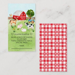 Carte D'accompagnement Barnyard Animaux Baby shower Déchets Raffle Ticket