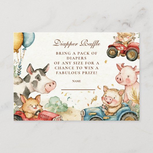 Carte D'accompagnement Barnyard Farm Animaux Diapper Raffle (Devant)
