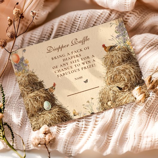 Carte D'accompagnement Barnyard rustique Animaux de ferme Diapper Raffle
