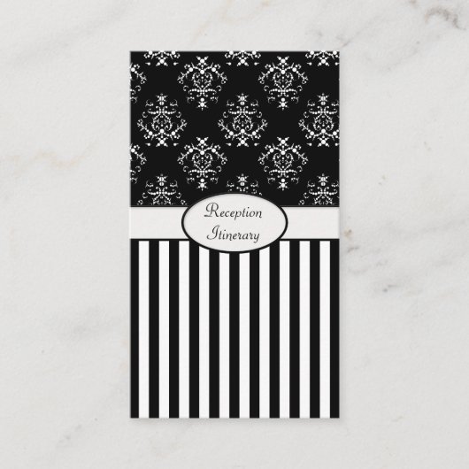 Carte D'accompagnement Baroque rayé noir et blanc (Devant)