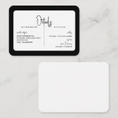 Carte D'accompagnement Barre Arrondie simple B/W Mariage Détail (Devant / Derrière)